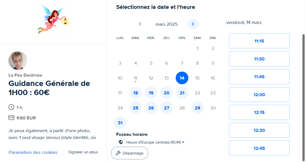 modèle réservation sur calendly